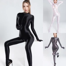 Nightclub Women Jumpsuits Rompers Nylon Oil Shiny Size Sexy Stretchy Wetlook