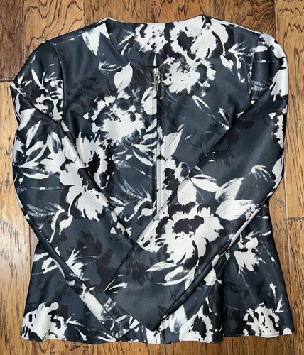 DKNY Floral-Print Peplum Short Jacket Shacket Gray Multi Women Size 14 - Bild 8 von 16