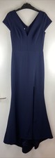 BHLDN Navy Blue Zip Up, V Neck Women's Elegant Formal Split Leg Dress, UK 8, VGC