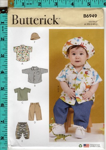 "Babies' Shirts, T-Shirt, Pants & Hat" ©2023 Butterick Pattern B6949 XS-L NEW