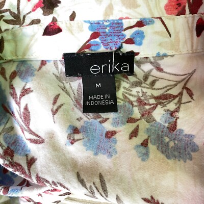 トップス erika Womens ERIKA Sz M White Floral Sleeveless Button Up Top | eBay