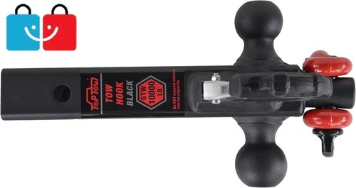TOPTOW Recovery Shackle Ball Hitch Mount w/Matte Black Triple Tow Ball, 2-in Sha - Picture 5 of 7