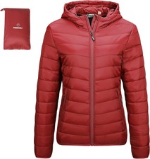 Outdoor Ventures Women's Packable Lightweight Full-zip Puffer Jacket With Hood Q