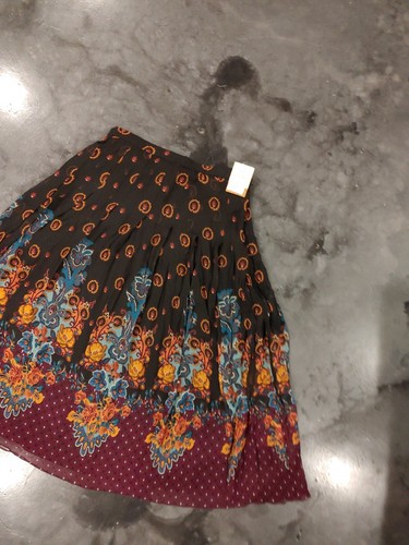 Coldwater Creek DAMEN GEFÜTTERT BLUMEN SEIDE MAXIROCK Aqua Gold PM Neu mit Etikett - Bild 2 von 12