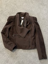 NEW WOMENS DARK BROWN CROPPED JACKET WITH ZIPPER ACCENTS - SZ M - NWT 72 RETAIL