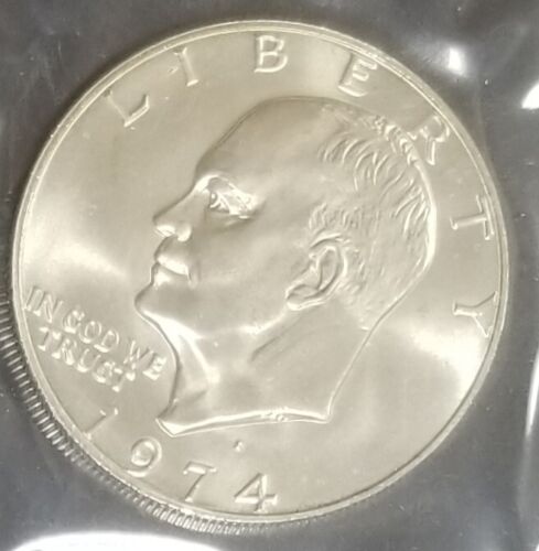 1974 EISENHOWER IKE UNCIRCULATED SILVER DOLLAR BLUE PACK - Foto 3 di 5