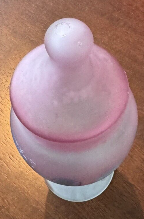 Amisco Art Glass HandBlown USA Purple Pink Nouveau Reuven Frosted Jar w