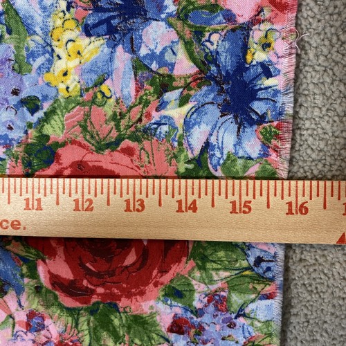 Flirtation Roses Quilt Fabric Cotton Floral Print Red 16 x 42 Impressionist - Picture 7 of 10