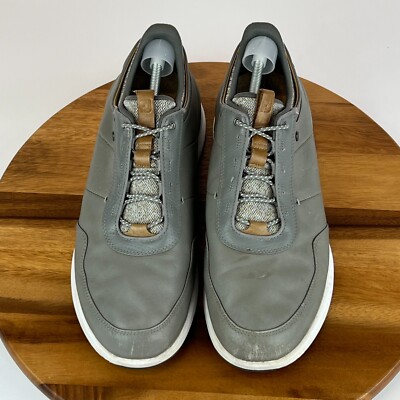Mens FootJoy Stratos Gray Leather Spikeless Golf Sneakers  display picture 3