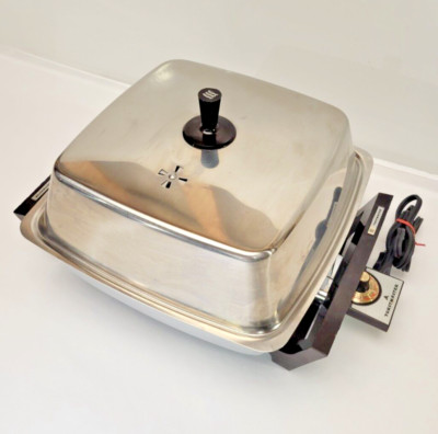 Vintage Toastmaster Electric Frying Pan Skillet Stainless Steel Model 807 Works