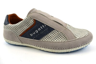 Bugatti Herren Slipper Tetra hellgrau Leder in der Gr.42