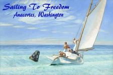 Sailing to Freedom Anacortes Washington Sailboat Vintage Poster Repro FREE S/H
