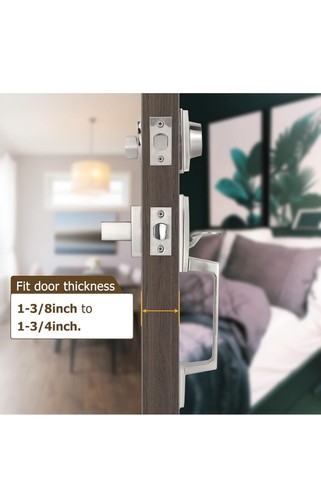 Azdele Satin Nickel Front Door Handle w/Deadbolt Reversible Exterior - Picture 14 of 14