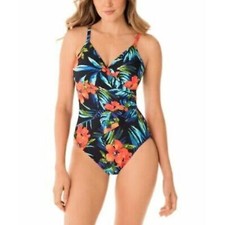 Miraclesuit Tropical Sunset Hidden Treasure 1pc T-Control Swimsuit SZ8:Pre-Owned