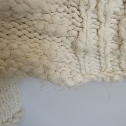 Sussan S Cream Chunky Knit Jumper Wool Blend Large Shawl Collar Long Sleeve - Picture 10 of 13