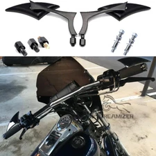 Black Motorcycle Rearview Mirrors Blade for Harley Davidson FXR Cruiser Chopper