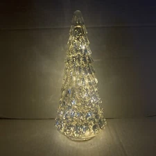Transpac Glass Gold Christmas Light Up Tree. 12.75 Inches