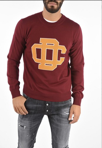 DSQUARED2 Maxi Logo Unisex Burgundy Jumper Knit Sweater Pullover Size L - Picture 11 of 14