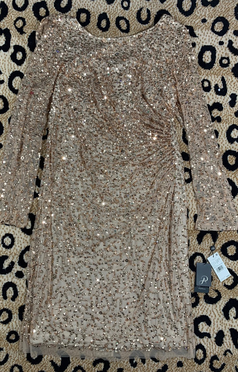adrianna papell sequin cowl back dress Adrianna Papell Cowl-Back Sequined Gown