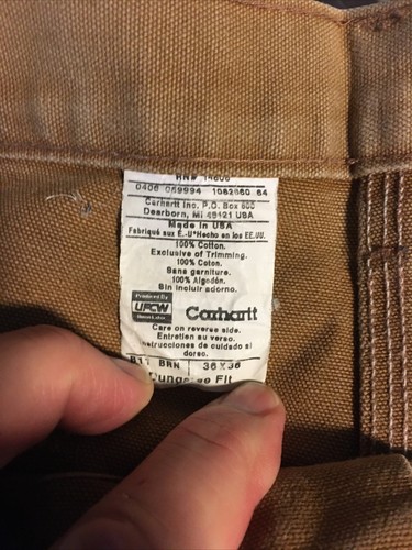 VTG.UNION MADE Pre-owned Carhartt Washed Duck Jeans Usa Made ๐บ๐ธ37x36 NICE - Picture 4 of 6