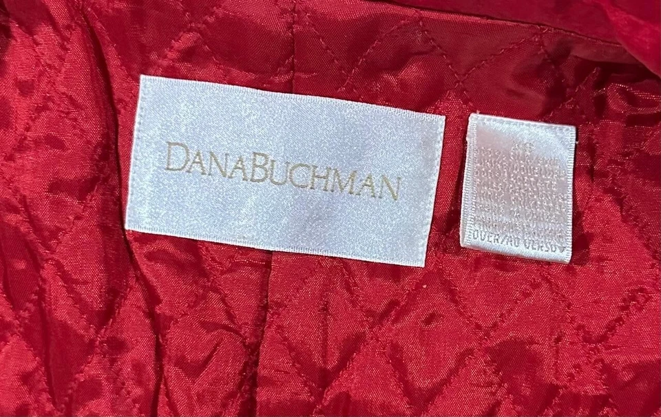 Dana Buchman Silk Red Jacket Button Women's Lightly Quilted XS - Image 3 of 4