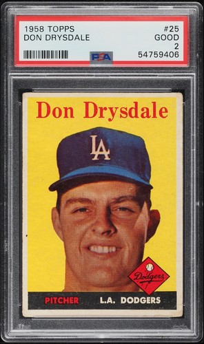 1958 Topps Don Drysdale PSA 2 Brooklyn Dodgers Los Angeles Dodgers