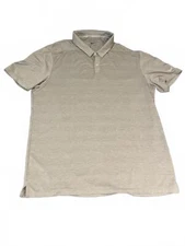 Nike Dri-Fit Performance Large Gray Polo Shirt with Line Pattern Short Sleeve
