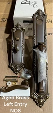 Baldwin 6950-038-LENT Aged Brass Finish Left Handed Entry Kit Kensington NOS