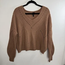 Moon & Madison Sweater Womens Size Large Brown Cropped Boxy