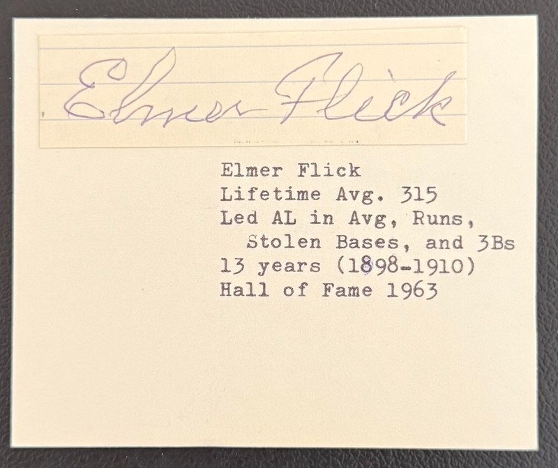 ELMER FLICK Autographed Signed Cut Baseball Hall of Fame 1905 Batting Champ