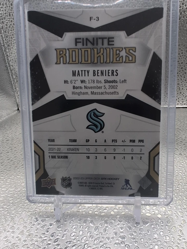 2022-23 SPx Finite Rookies Gold #F3 Matty Beniers - Image 2 of 2