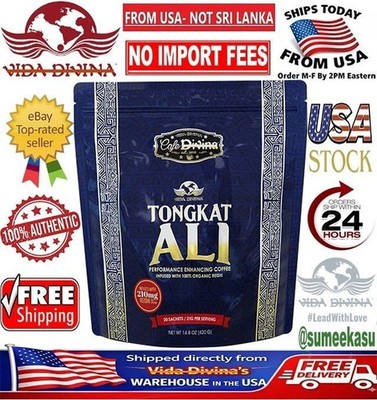 CaféDivina TongkatAli Coffee Reishi Ginseng Energy Blend 20 Sachets - Exp.2028 