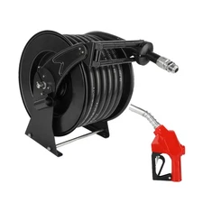 1 Inch Fuel Hose Reel With Fueling Nozzle, 50 Foot Heavy Duty Diesel Retracta...