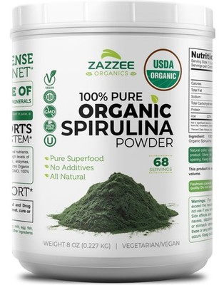 Organic Spirulina Powder 8oz - Non-GMO, Kosher, Pure, Fresh Taste, 68 Servings