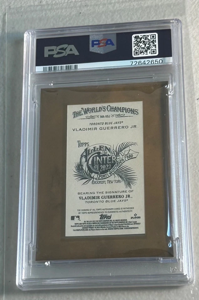 2022 Allen & Ginter Framed Mini Autographs Vladimir Guerrero Jr. PSA 10 - POP 5! - Image 2 of 2
