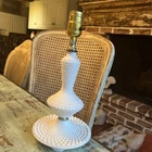 Vintage White Milk Glass Hobnail Table Lamp Tray Base No Shade MCM 13” Tall EUC