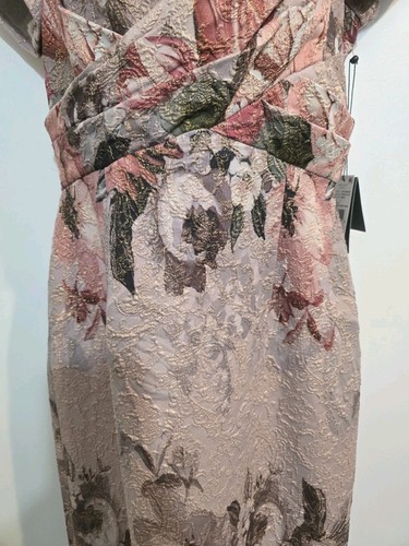 ADRIANNA PAPELL Sz 8 Border Print Knee Dress Jacquard Apricot Multicolor NWT - Picture 8 of 11