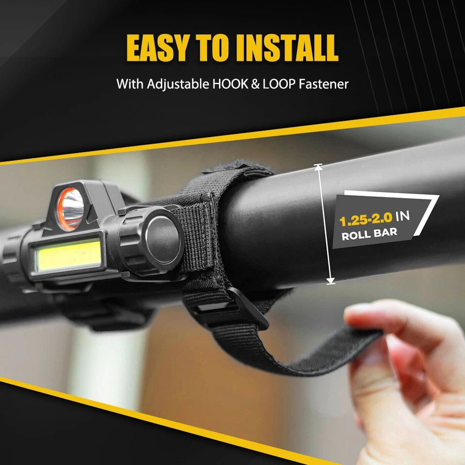 UTV Interior LED Light Dome White 1.25-2" Bar Roll Mount Cage Fr UTV ATV Polaris - Image 3 of 4