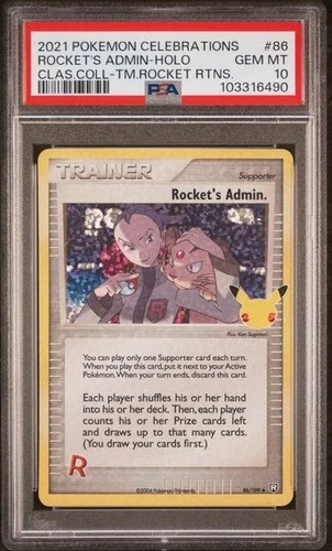 PSA 10 Rocket's Admin 86/109 Pokémon Celebrations Classic Collection Team Rocket
