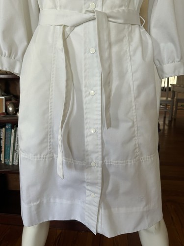 Vtg 70's White Swan 14 Uniform Nurse Snap Up Dress Horror Cosplay Asylum Lab - Picture 4 of 11