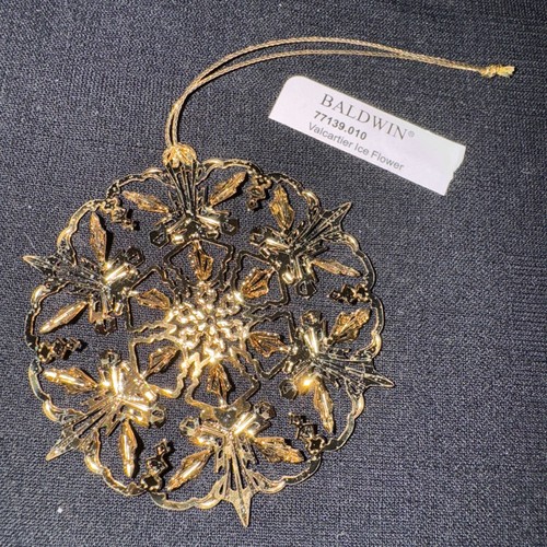 BALDWIN Valcartier Ice Flower Christmas Ornament Brass 24KT Gold Finish HTF - Picture 2 of 6
