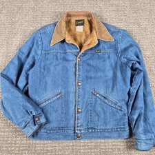 Vintage 70s Wrangler Denim Jacket Size 42 Sherpa Lined Made in USA 227MJL