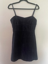Navy Blue Velvet Dress with Spaghetti Straps Urban Outfitters size M
