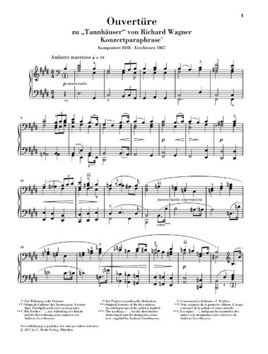 Franz Liszt Overture to Tannhauser Concert Paraphrase for Piano Solo