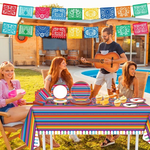 Qyeahkj 119 Piezas Conjunto de Suministros de Fiesta Fiesta Mexicana Incluye Mayo México Serape... - Imagen 5 de 7