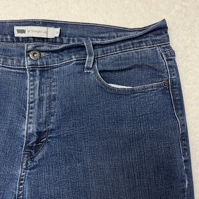 Levis Jeans Womens 14 Blue 505 Straight Leg Dark Wash Stretch Denim 05505-0113