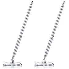 Chinco 2 Sets Silver Guest Book Pens Including 2 Metal Guest Sign in Pens, Bl...