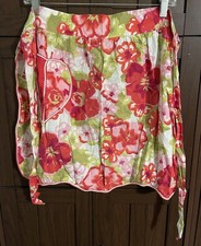 Vintage Half Apron Pink Green Floral Heart Po...