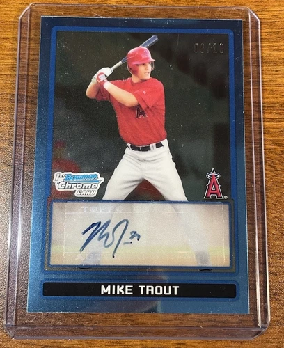 2013 Mike Trout 2009 Bowman Draft Sterling Blue Sapphire RC True Autograph 06/10