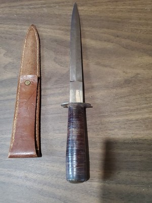 Antique Stiletto Double Edged Fighting Knife Dagger With Sheath Hand Etched